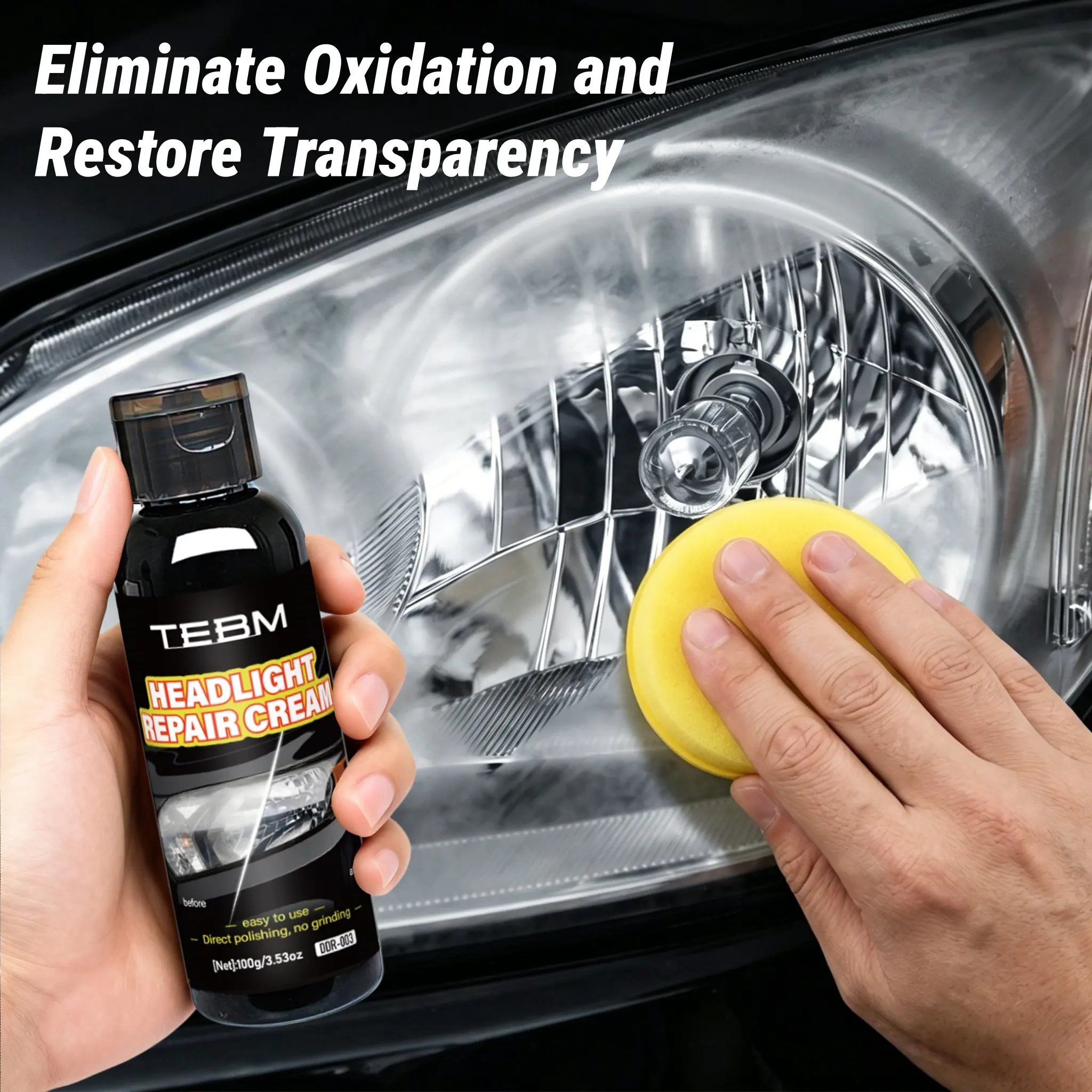 Professional-Grade Headlight Restoration Kit - Ceramic Coating Cream, Surface Cleaner Liquid, UV Protection, Eliminates Oxidation, Restores Clarity for DIY Enthusiasts, Ceramic Coating Formula detergent polishing set