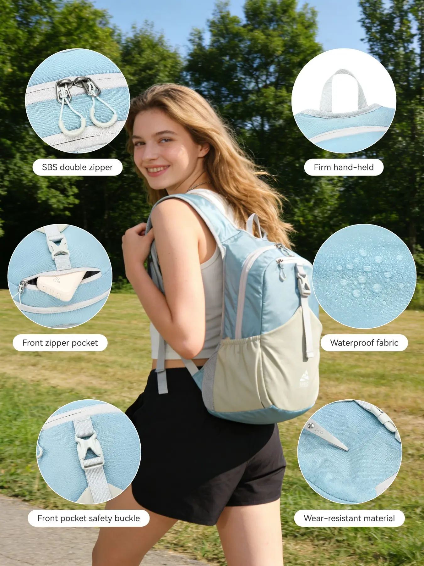 15L Lightweight Foldable Backpack for Men and Women, Ideal for Camping, Travel, Hiking, and Outdoor Activities, Comfortable and Versatile, Lightweight Bookbag