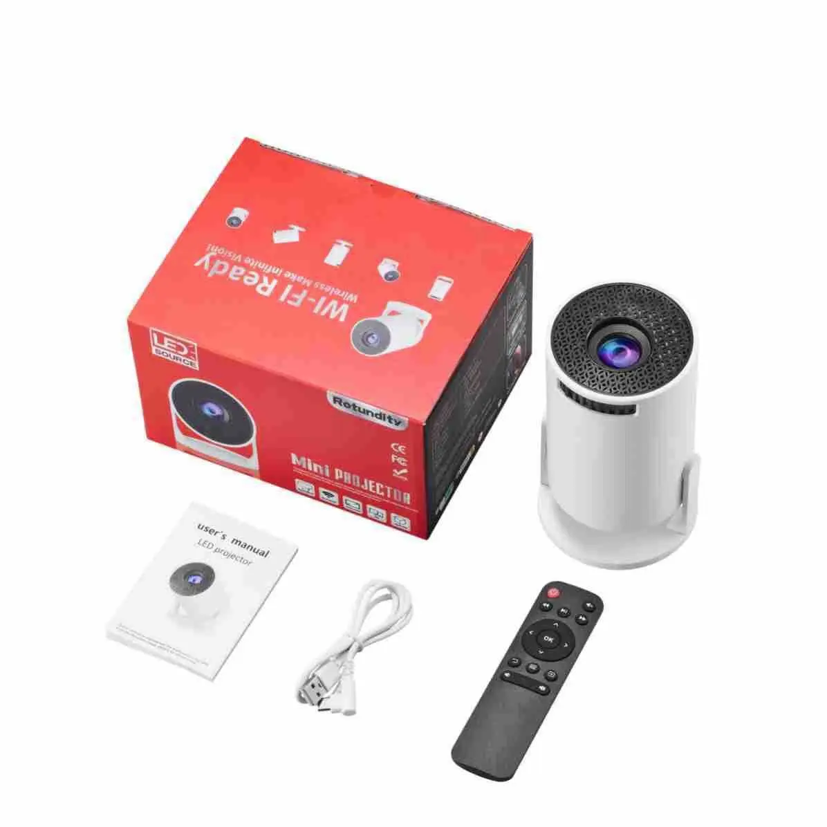 HY300mini projector for home use, wireless mobile phone screen projection, powered by power bank, mini portable projector