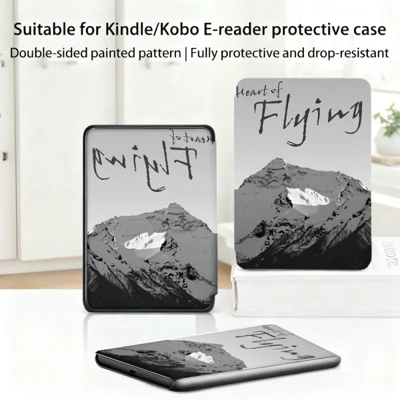 for Kindle/kobo/Tolino Case Mountain Peak With Snow And Script Text for New Kindle 11Th 2019, for Kindle 11th Generation Case for Kindle 11Th (2022/2024), 6-Inch, 7-Inch Kindle Paperwhite 12Th Generation 2024 Vision Color (2024) /Vision 6 (2021）/Shine Col