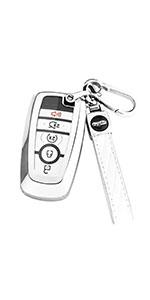 for Ford Key Fob Cover with Keychain,Key Fob Cover Case Shell for Ford Explorer Fusion Escape Edge Expedition F150 F250 F350 F450 F550 Maverick Mustang 3/4/5 Buttons Smart Key (Black)