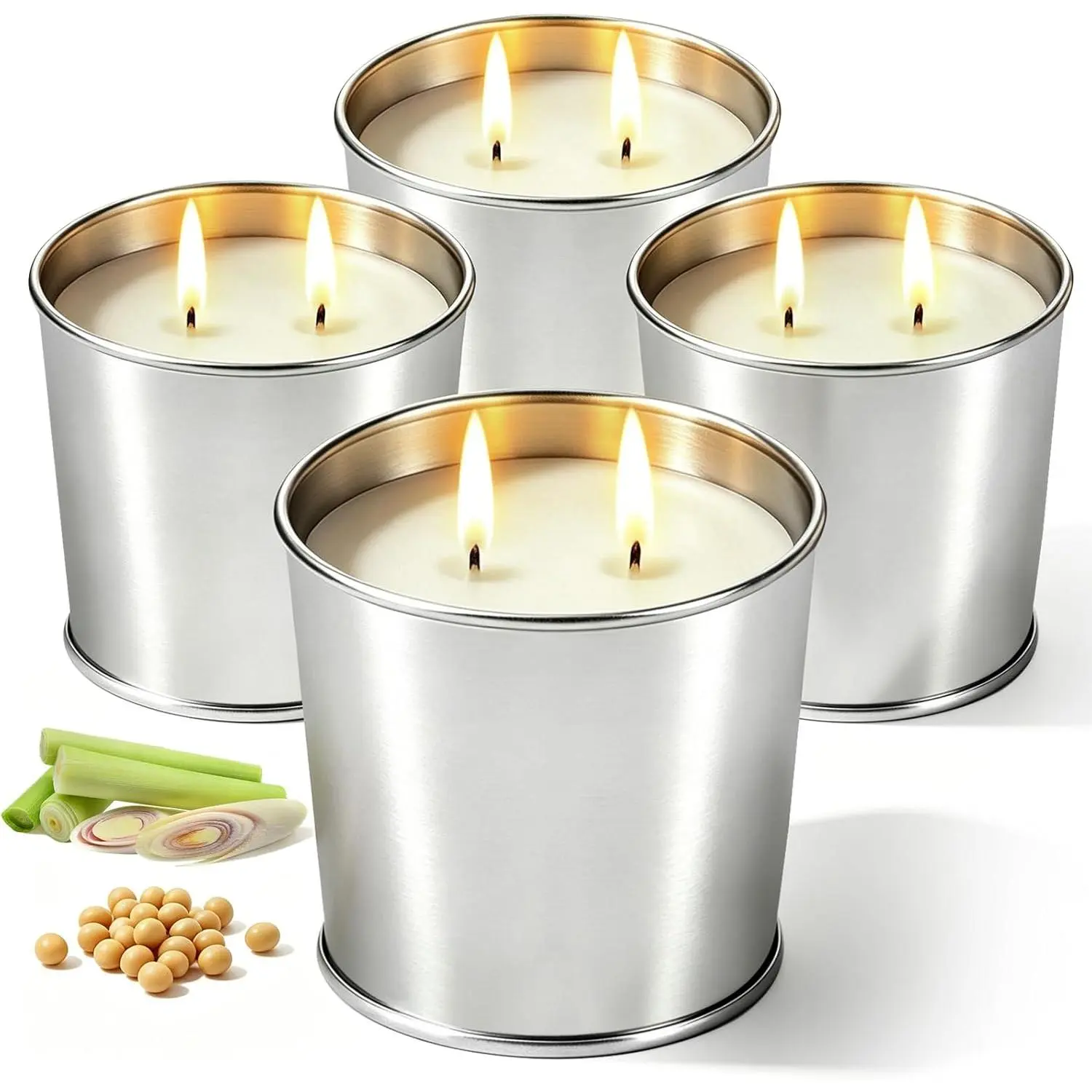 4 Pack Outdoor Citronella Candles, Large Soy Wax Patio Candles for Backyard, Balcony, Garden, Camping and Summer Outdoor Decor, Long Lasting Candle Set