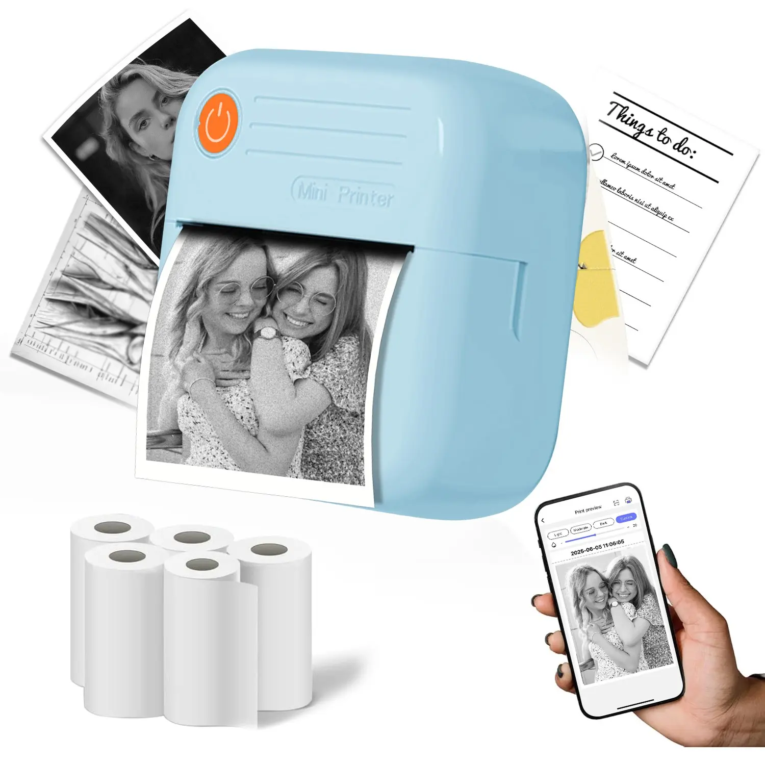 Portable wireless photo printer, rechargeable instant photo paper printer, compatible with iPhone and Android, perfect for shooting events, Smartphone Photo Printer, Wireless Mobile Printer, Portable Printers #GLOBAL PICKS