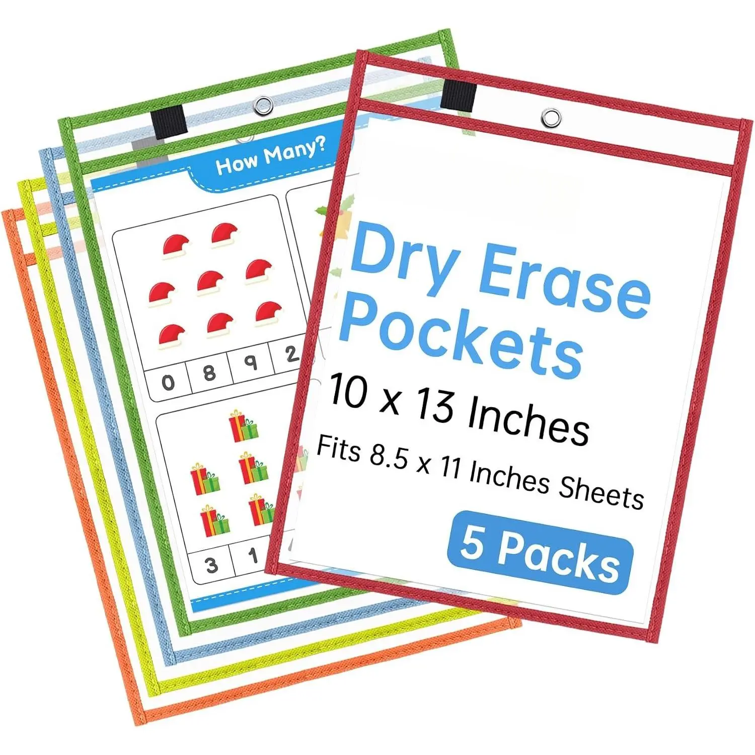 5 Packs  Dry Erase Pockets  Plastic Sleeves, 5 Colors Shop Ticket Holders & Sheet Protectors Document Sleeves for Teachers, Classroom Organization, School Supplies  Have