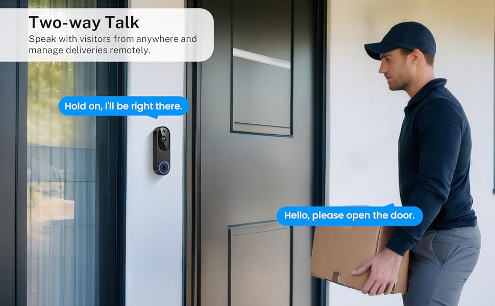 1080p Wireless Wi-Fi Video Doorbell Camera with Two Way Audio, Night Vision, Cloud Storage, Smart AI Motion Detection, Support 2.4GHz Wi-Fi only 1080p Wireless Wi-Fi Video Doorbell Camera with Two Way Audio, Night Vision, Cloud Storage, Smart AI Motion Detection, Support 2.4GHz Wi-Fi only