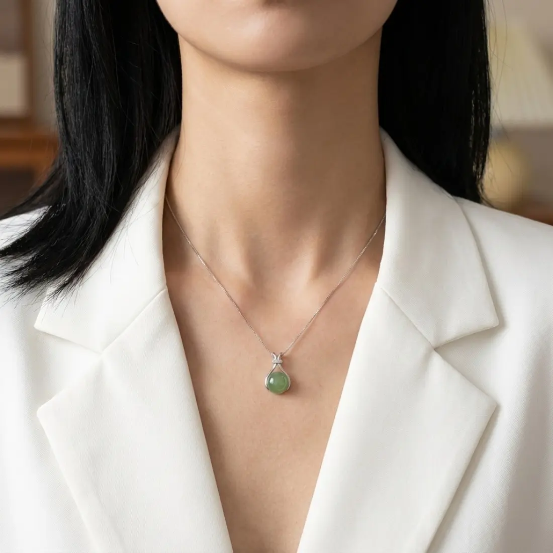 Good Luck Lucky Bag Necklace, Natural Jade Style Pendant Necklace, Retro Minimalist Asian Inspired Charm Jewelry, Trendy Fashion Statement Necklace for Women, Elegant Daily Wear & Gift Idea for Holidays, Birthdays, and Special Occasions