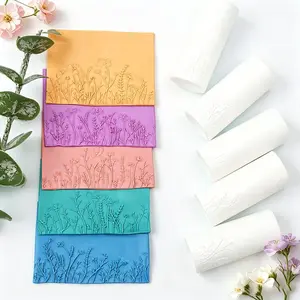 5pcs polymer clay texture roller set, including a grass-pattern roller, a seamless embossing tool, clay tools and consumables—the ideal tools for craft enthusiasts looking to make earrings, brooches and pendants