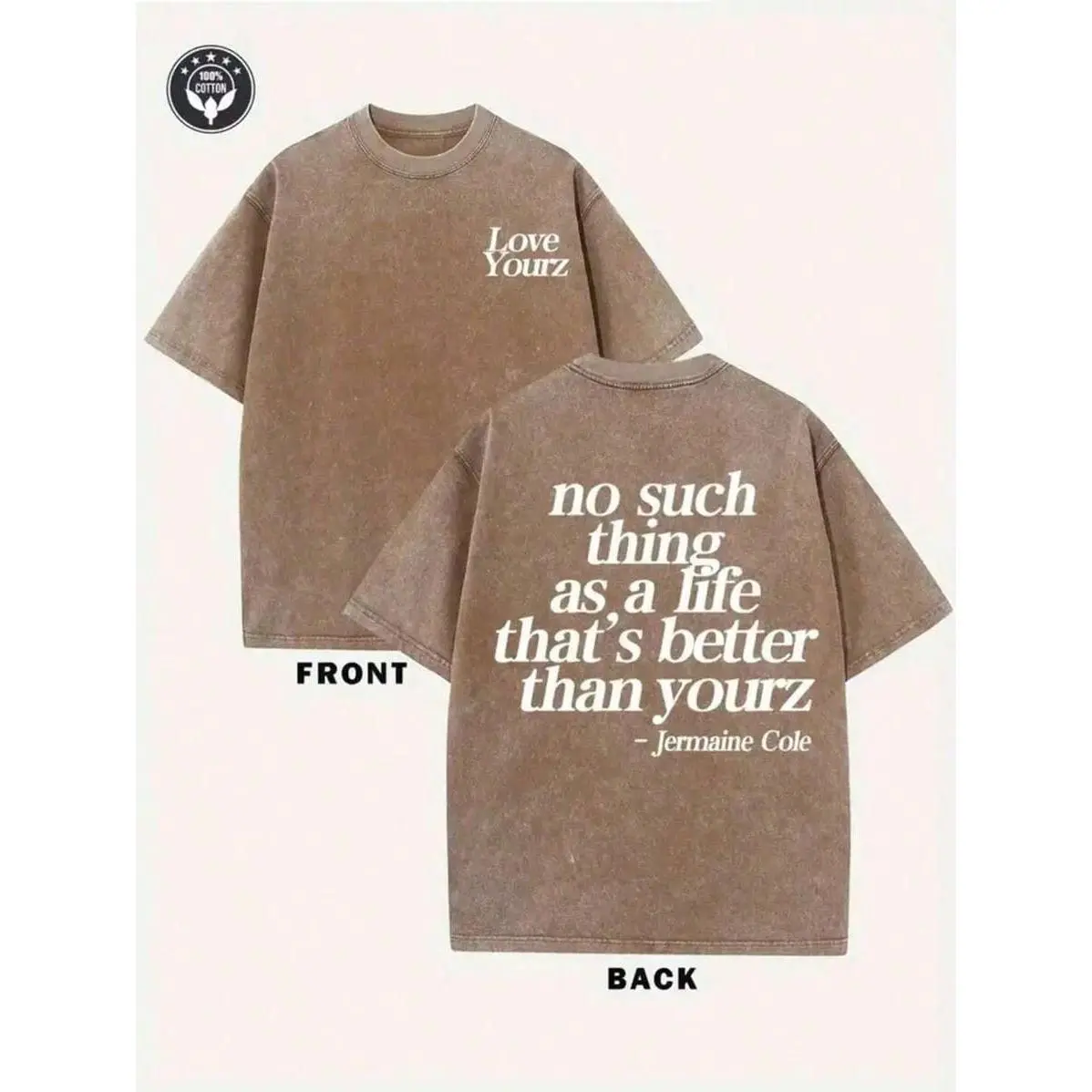 Women's Retro Vintage Acid Wash Heavyweight Premium Cotton Graphic Tee - Garment-Drape, Breathable Shortsleeve Crewneck, Double-Sided Hip Hop Quote Print, Oversized Loose Casual Streetwear, Ideal Gift, Round Neck