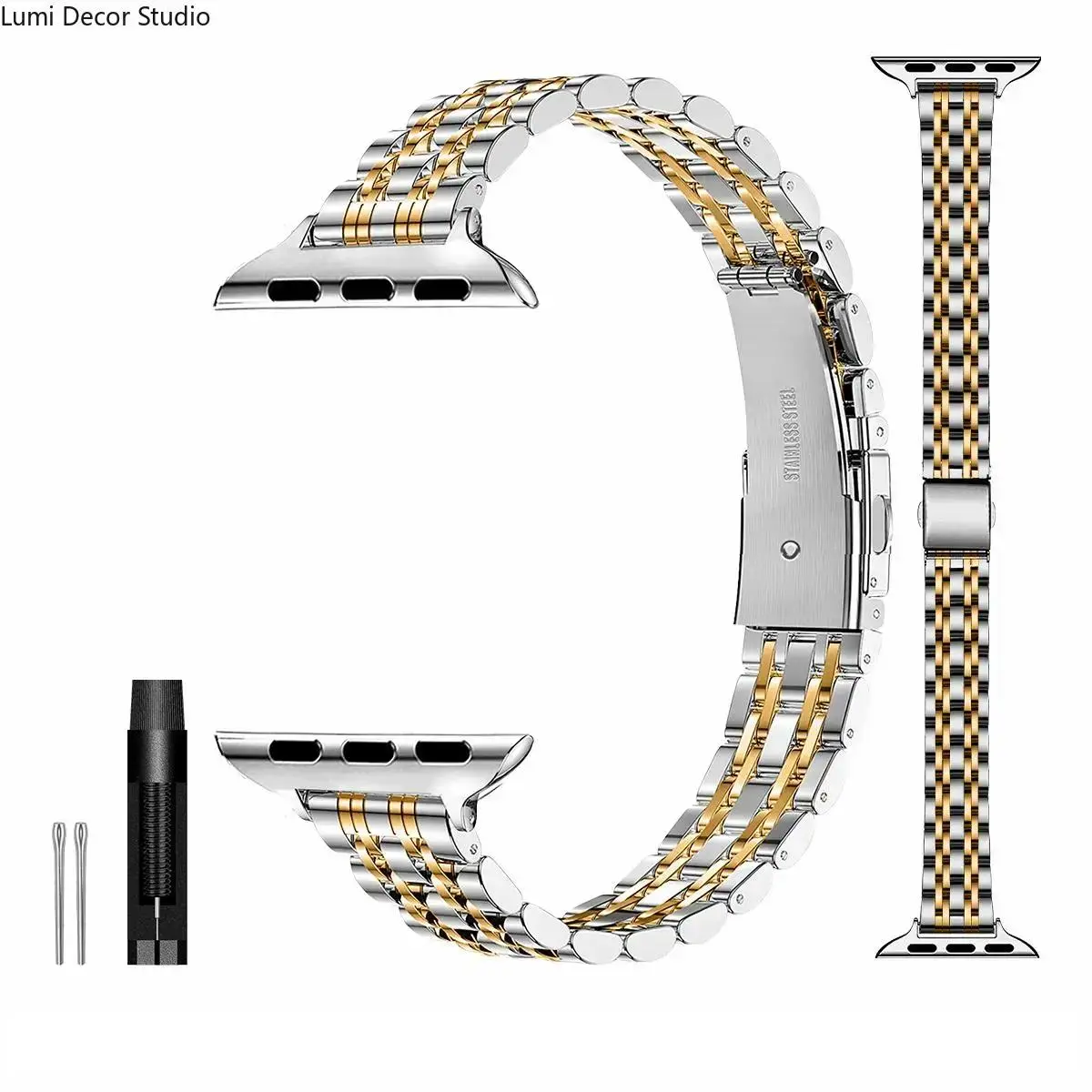 Women's Durable Stainless Steel Watch Band Accessories - Compatible with Series 1-11, SE, Ultra Models, Adjustable Wearable Bracelet Strap with Elegant Design & Comfortable Fit