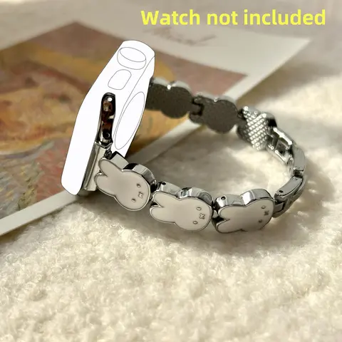 Cartoon Metal Rabbit Watch Band, Compatible with 38mm-49mm, Fashionable High-Quality Smartwatch Strap for Iwatch Ultra1/2/3 Series, Women's Stylish Accessory, Smart Watch Accessories, Smart Watch Straps (Band Only)