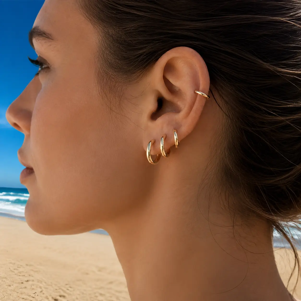 4 Pairs Hoop Earrings for Women Men Cartilage, Stainless Steel Gold/Silver Post Tube Hoops Earrings Hypoallergenic Lightweight Plated Huggie Small Stackable Earrings 8/10/12/14MM for Sensitive Ears, Gold Jewelry, Accessories