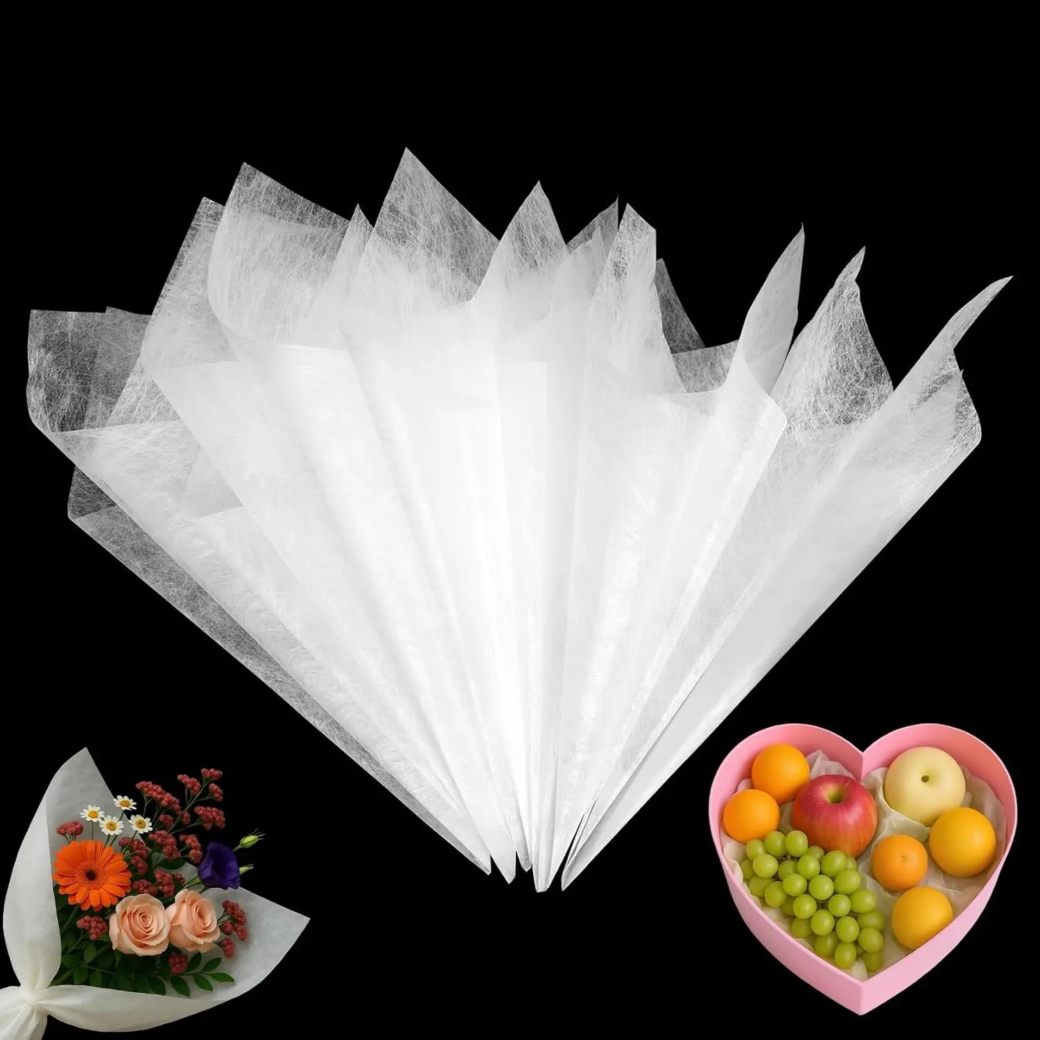 80 Sheets Tissue Flower Wrapping Paper - Milky White 11.8"x11.8" Non-woven  Floral Bouquet Wraps with Removable Lining Paper for Florist Packaging, Bouquet Arrangement &  Bouquets