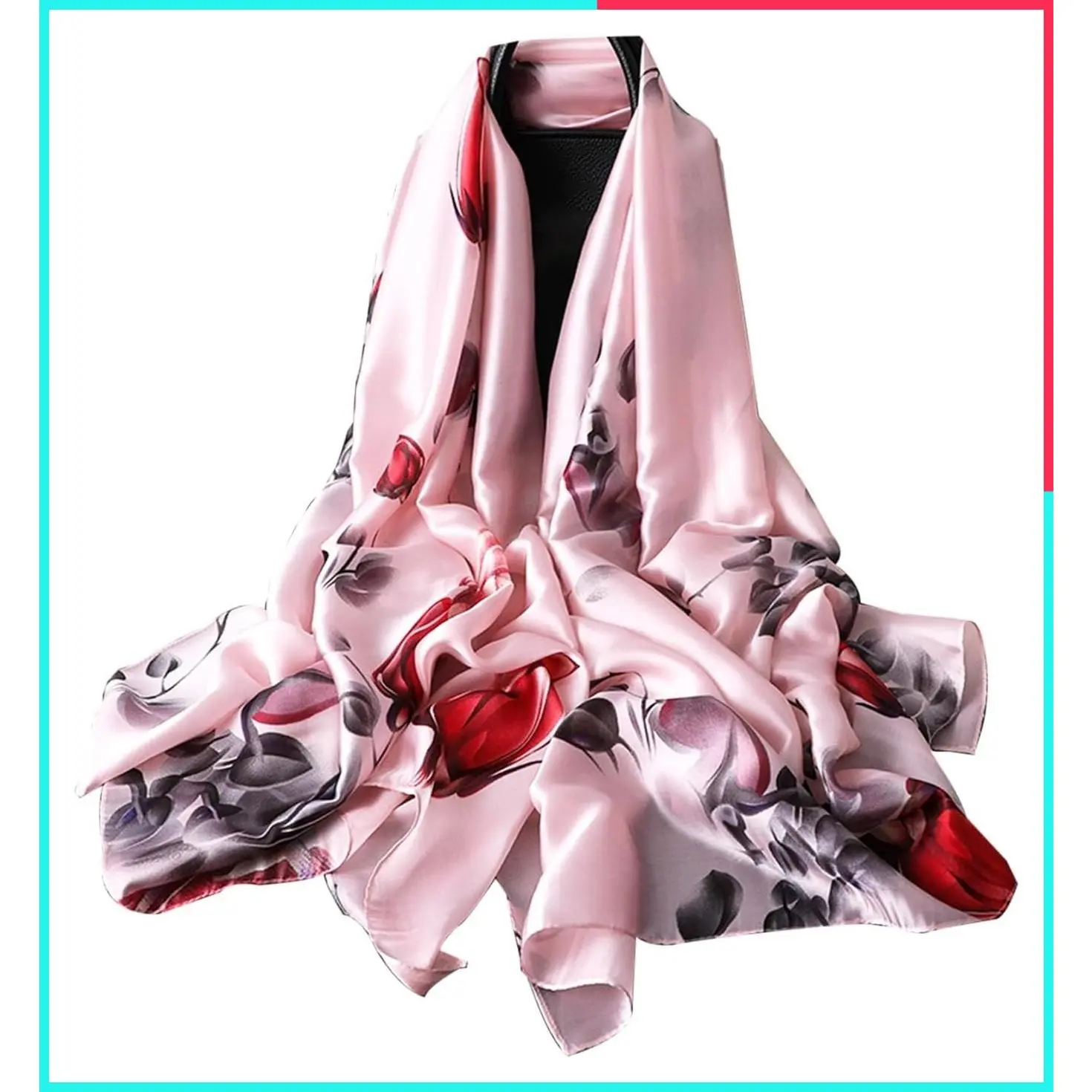 Lightweight Floral Shawl Scarf for Women, Formal Evening Wrap, Summer Cover-Up