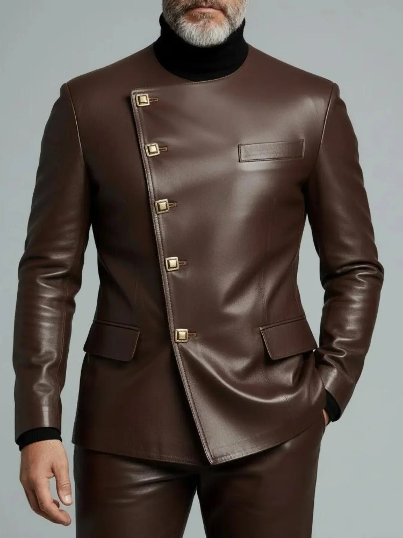 Men's Leather Light Business Suit Jacket, Perfect for Dinner Parties, Stylish and Comfortable, Ideal for Formal Occasions