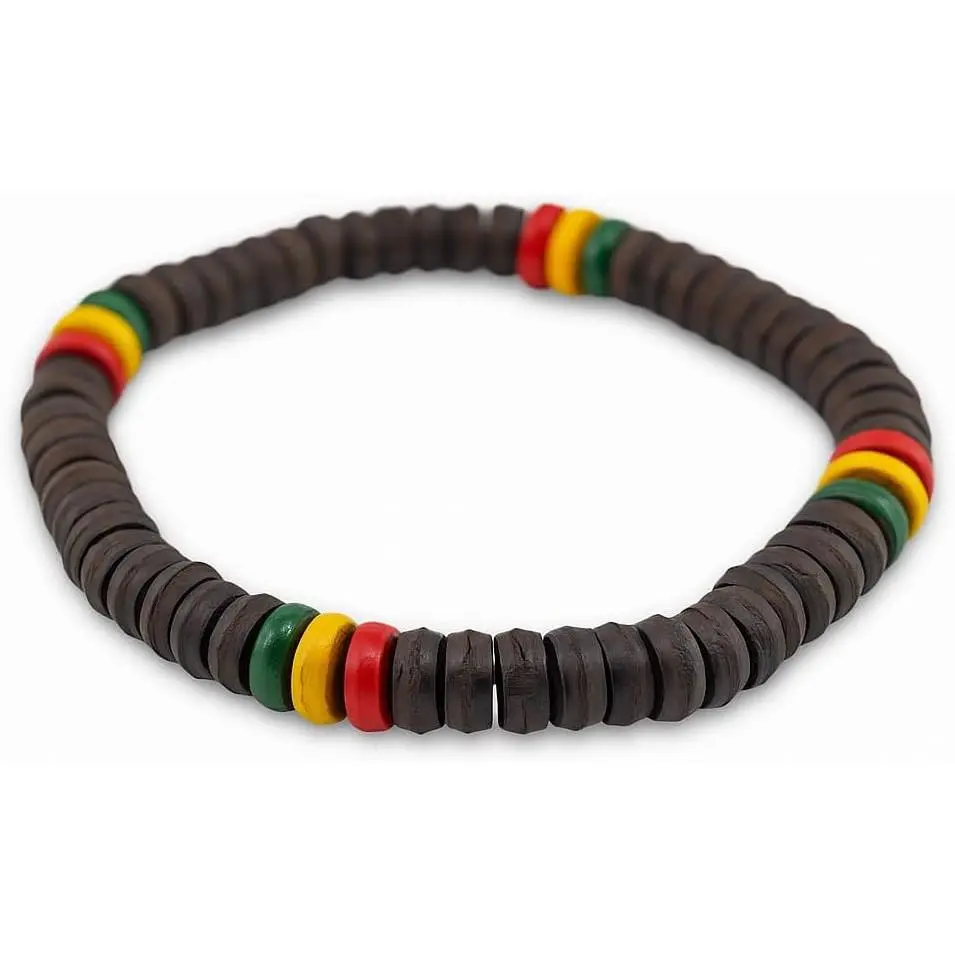 Rasta Bead Bracelet - Unisex Modern Casual Use Bracelet with Stretch Cord, Jamaican Adjustable Wristband for Men and Women