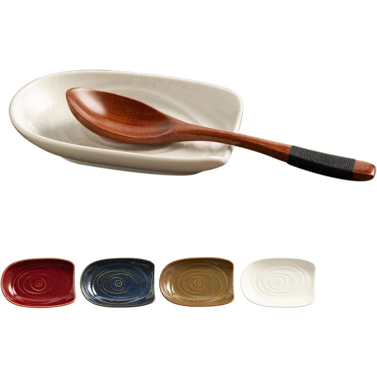 Ceramic Spoon Rest, 5" Utensil Holder for Stove Top & Counter | Compact design fits spoons, spatulas, ladles, tongs, and coffee stirrers while saving counter and drawer space