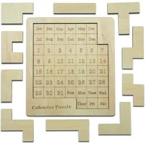 Daily Wooden Calendar Puzzle Challenge 365 Days Date and Week Advent Calendar Size 9.8 x 7.8inch