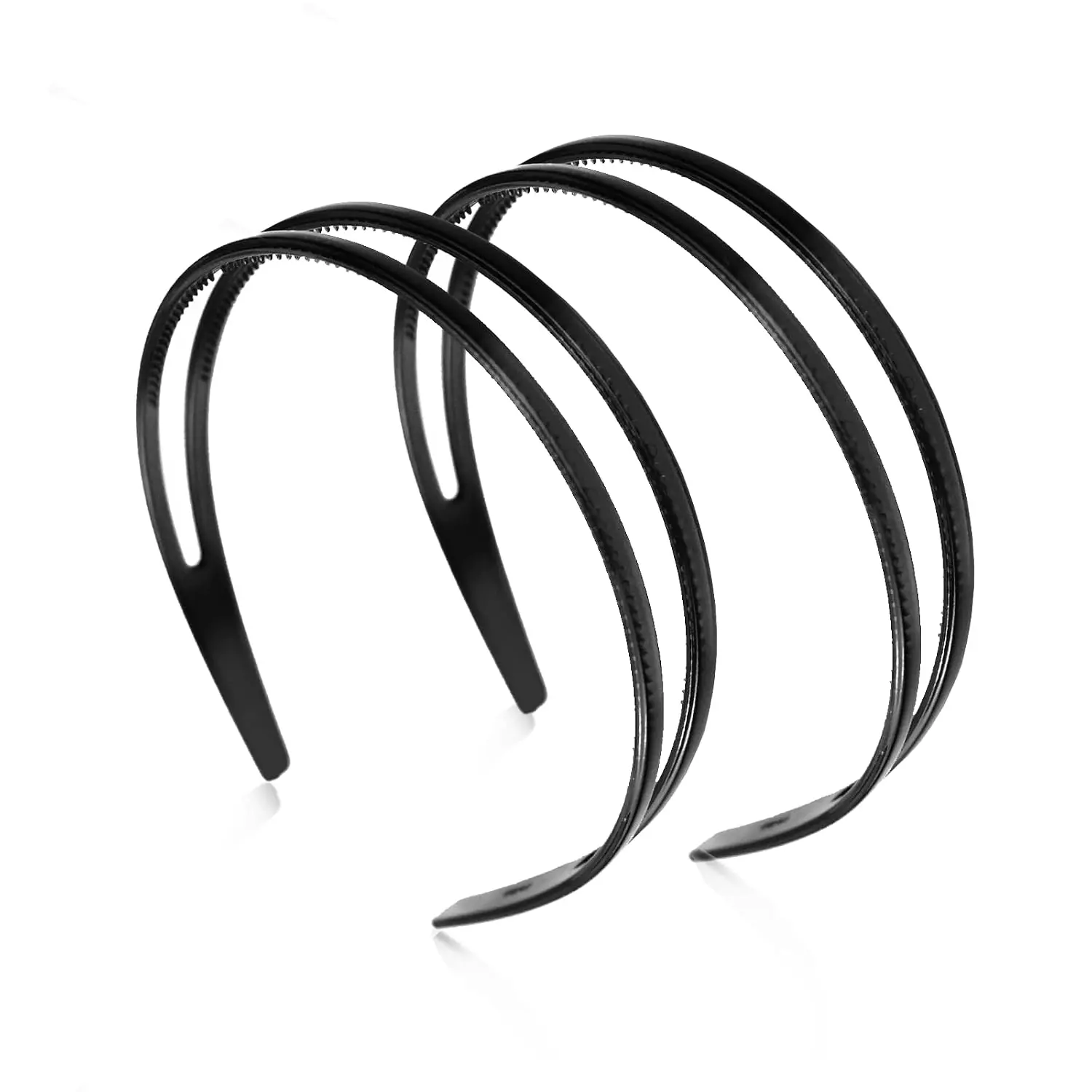 2 count Plastic Headband Double Row  Comb Hair Band Simple and Chic Hair Hoop Non-Slip Hair Accessory for Women Girls Daily Dating Decorations(Black)