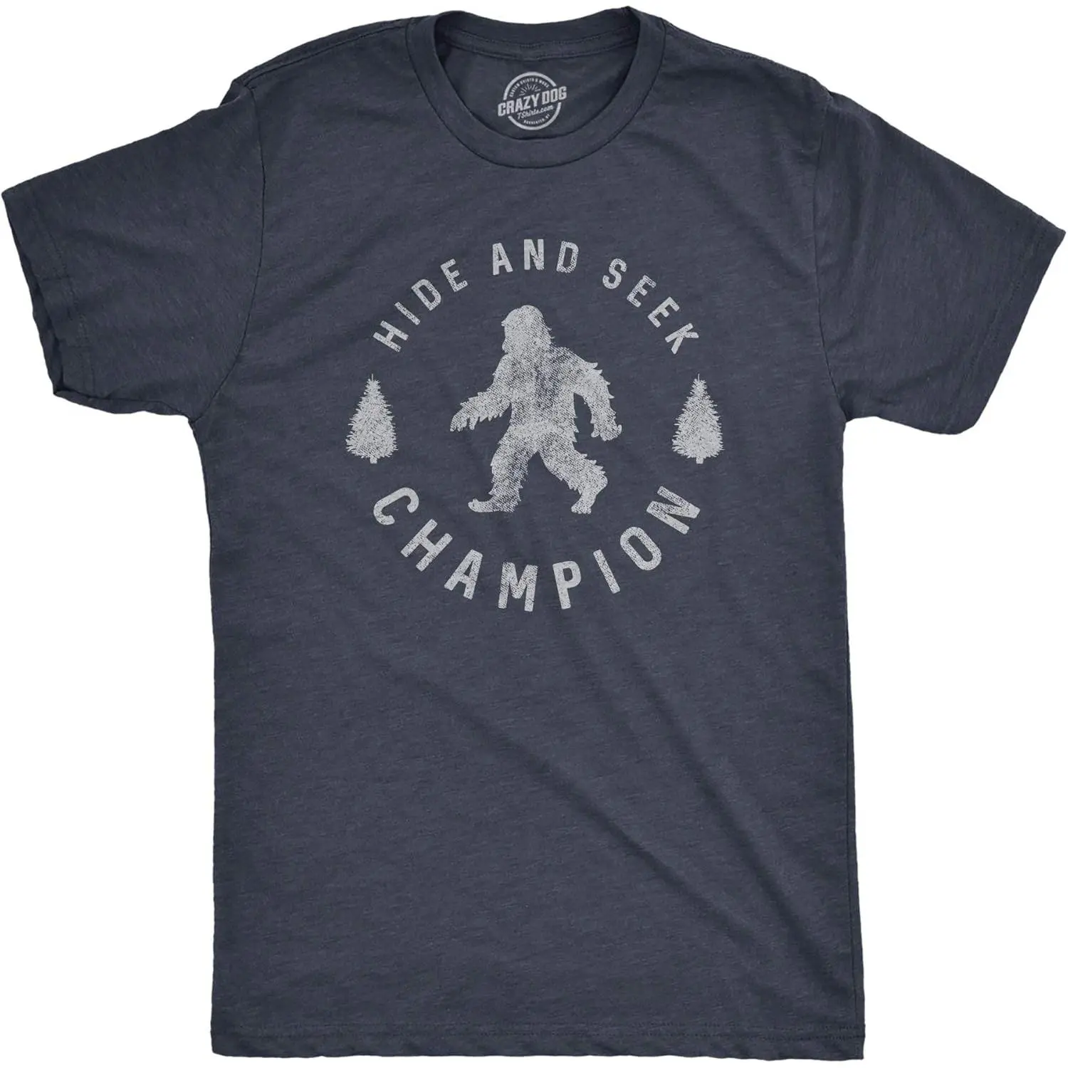 Bigfoot Hide And Seek Champion Graphic Tee Clean Finish Heavyweight Cotton Tshirt Front Print Outdoor Humor Top Women Short Sleeve Crewneck Top Trending Streetwear Viral Outfit Best Gift Men