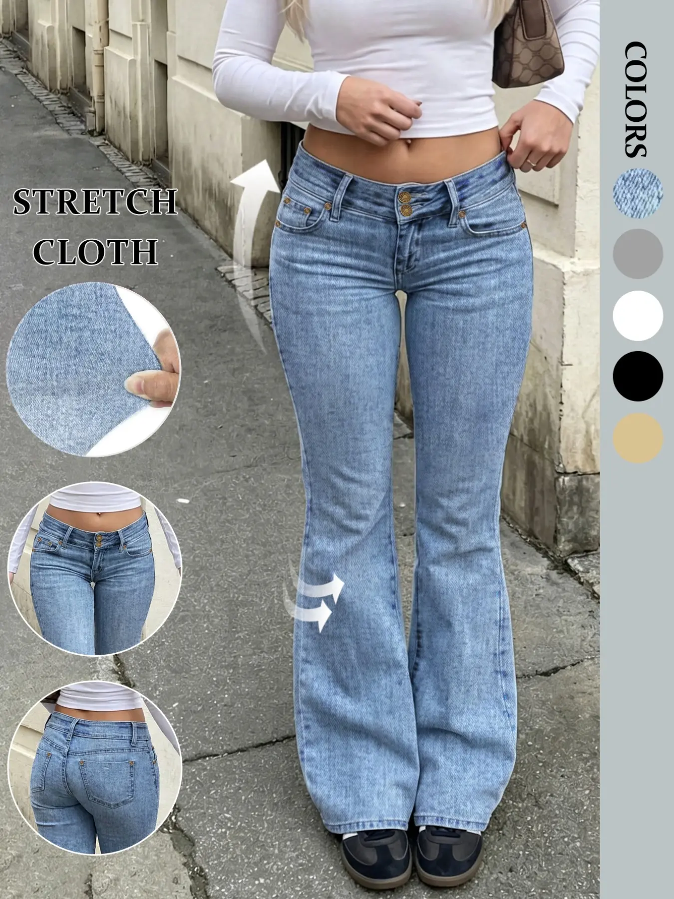Women's Bell Bottom Jeans, Casual Fashion Denim, Flare Denim Jeans, Comfortable Fashion Denim Jeans, Perfect for Daily Wear, Trendy Bell Leg Design, Durable Material