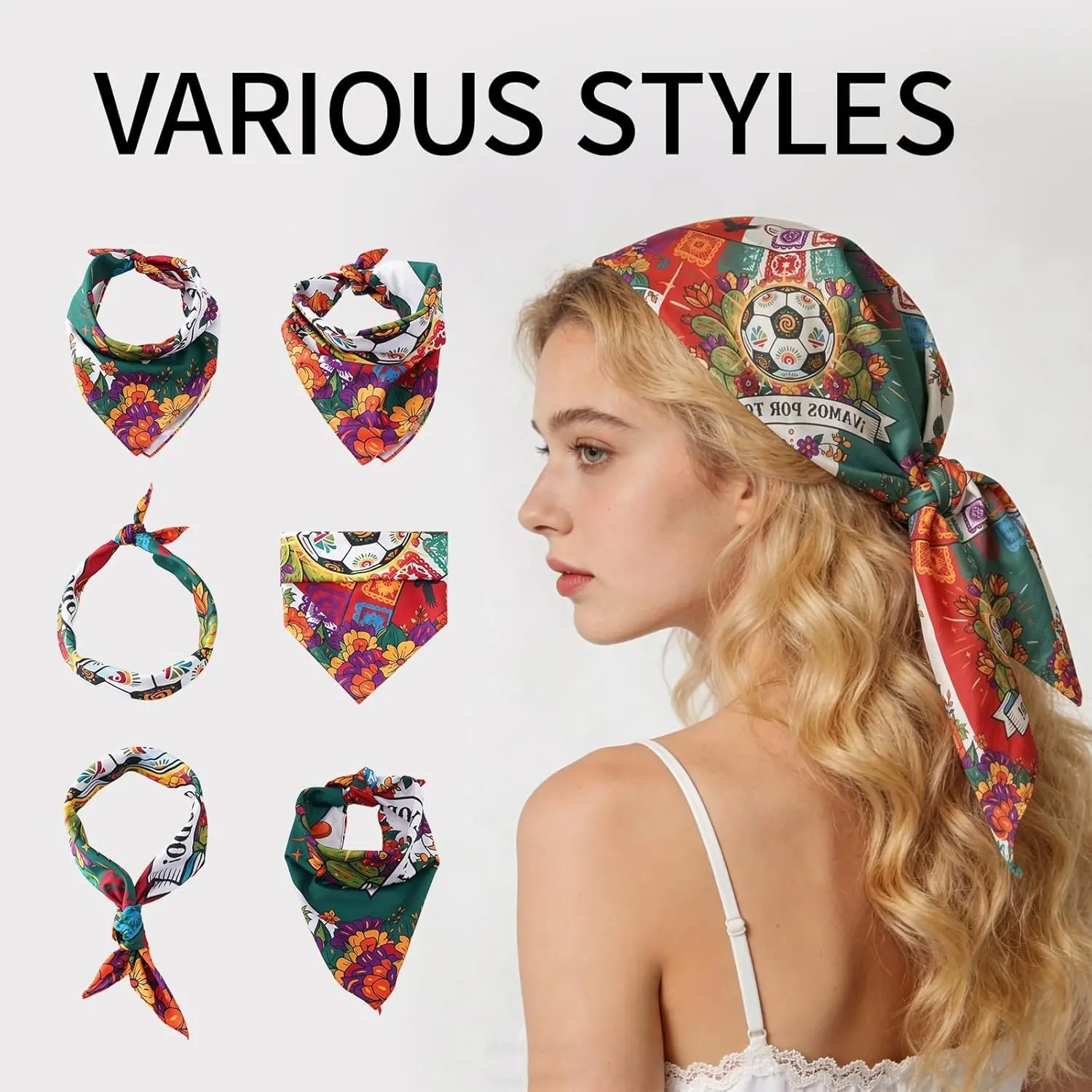 Unisex Football Fashion Bandana, 22x22 Inch Patriotic Polyester Headwear for Match Days, Fade Resistant & Machine Washable Scarf, Us Pride / Nation Pride, Scarf Hair Wrap Head Scarves, Colorful Bandana Head Scarves, Face Neck Protection Head Scarves