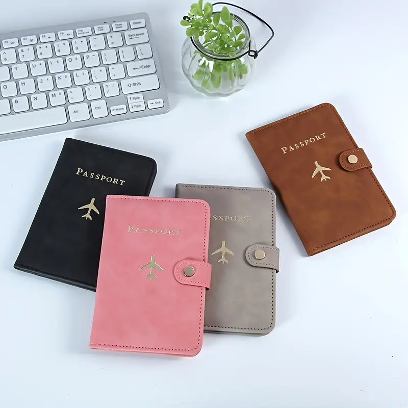 Portable Passport Holder, Passport Cover, PU Material Travel Document Case, Multi-Function Passport Protector, Convenient File Folder, Multiple Card Passport Clip