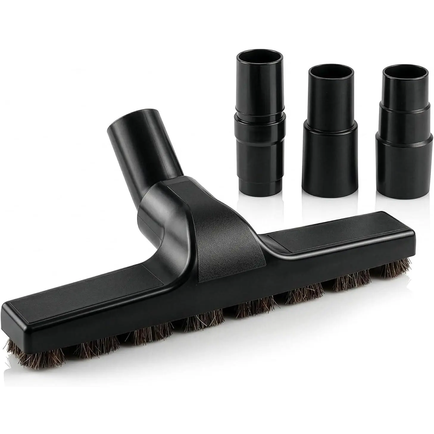 Horsehair Vacuum Brush Attachment 1 1/4 – Vacuum Attachments with 3 Hose Adapters 1.25" to 1.37" - 10.2" Brush Width, 1.25" Diameter Wands, Rotates 360° | Ideal for Wood, Tile, and Smooth Surfaces