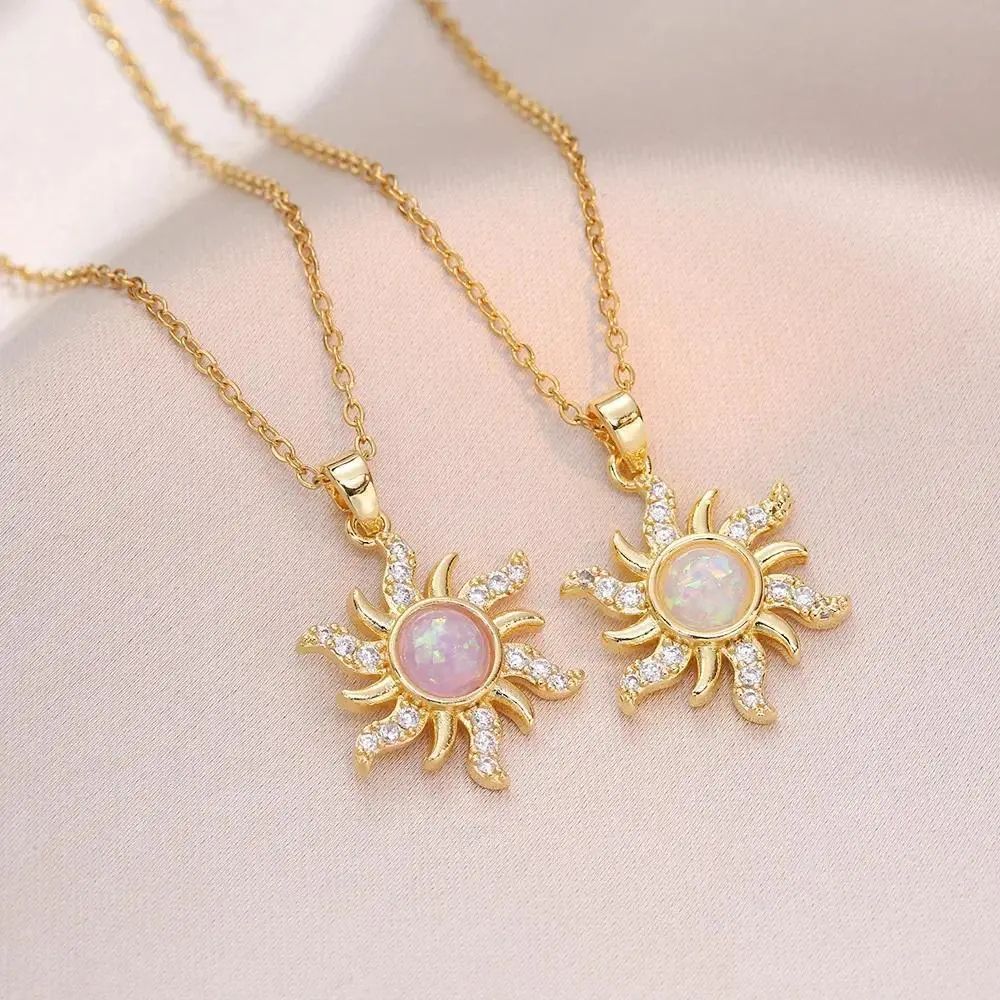 Sun Necklace, Woman Jewelry ,Fashion Wedding Party Accessories Gold Plated, Opal Sun Pendant ,Rapunzel Choker, Gift