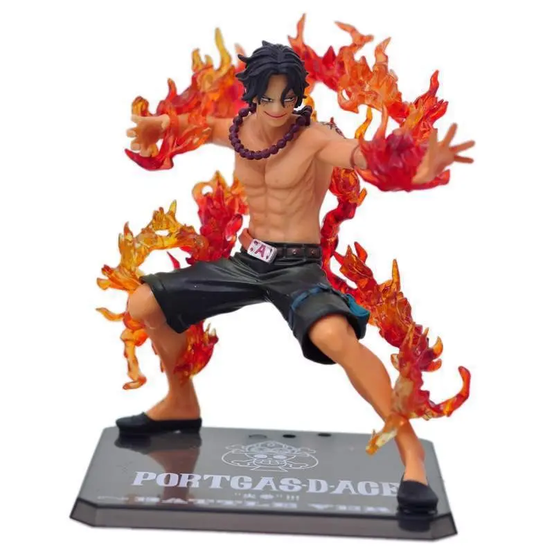 One Piece Ace Figure Collectible Figurine 13cm, Burn Fruit Semi-Transparent Flame Effect, Desktop Mini Display, Boy's Gift, Anime Collectible Model