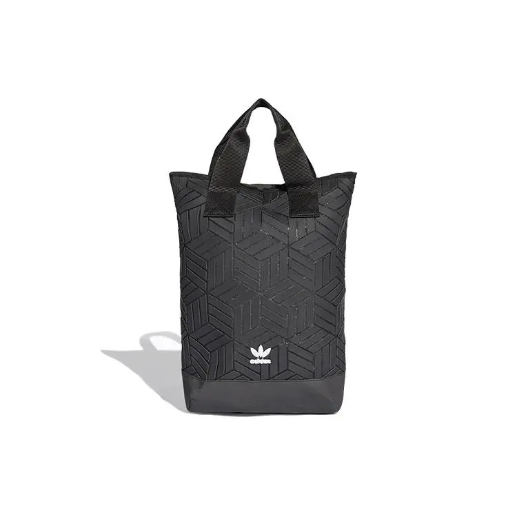Adidas Originals Large Capacity Logo Zippered Vegan Leather Backpack for Men and Women, Minimalist Black