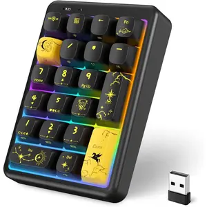 Numeric Keypad Numpad  Number Pad, S21 10 Key Black Portable Mini Cute Financial Accounting Rechargeable Numeric Pad for Windows Laptop Desktop, PC, BT 5.0/2.4G