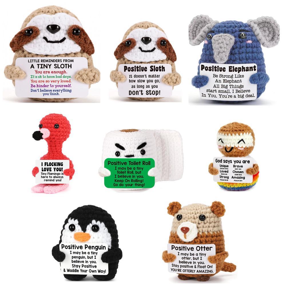 Handmade Positive Energy Elephant Doll With Card Home Decoration Knitting Turtle Doll Ornament Room Decor Christams Party Gifts