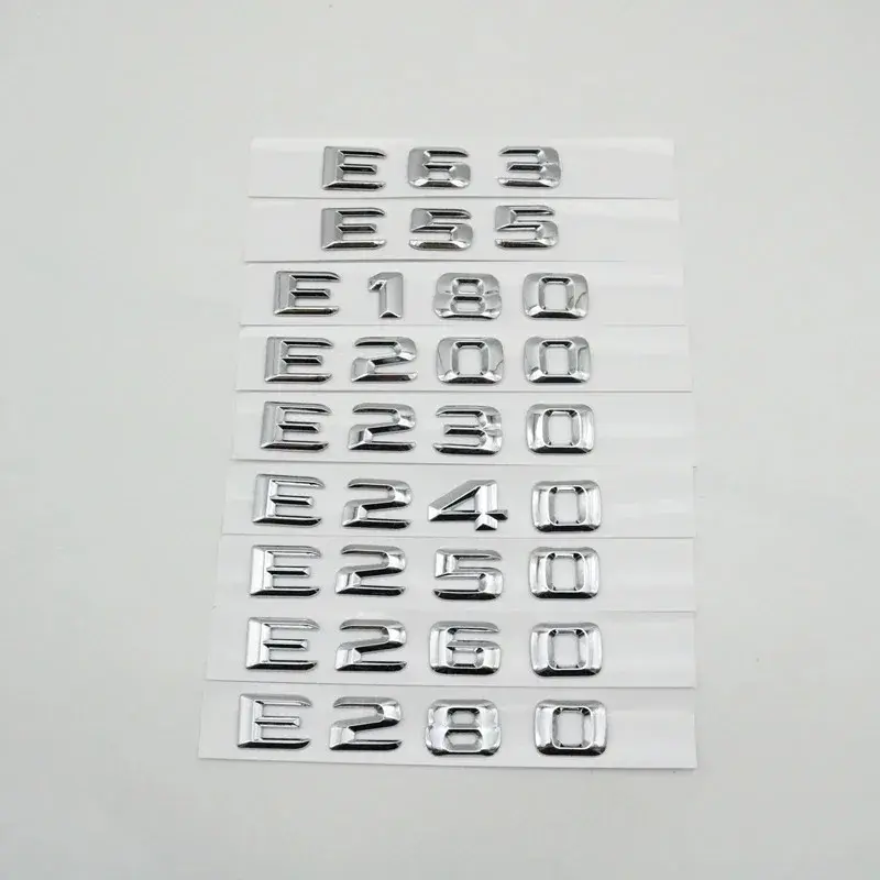Premium Chrome Mercedes-Benz E-Class Trunk Emblem Badge for W124/W211, E200, E550 Models, 3D Letters, ABS Plastic, High Shine, Peel-Stick Custom Look Auto Replacement Part