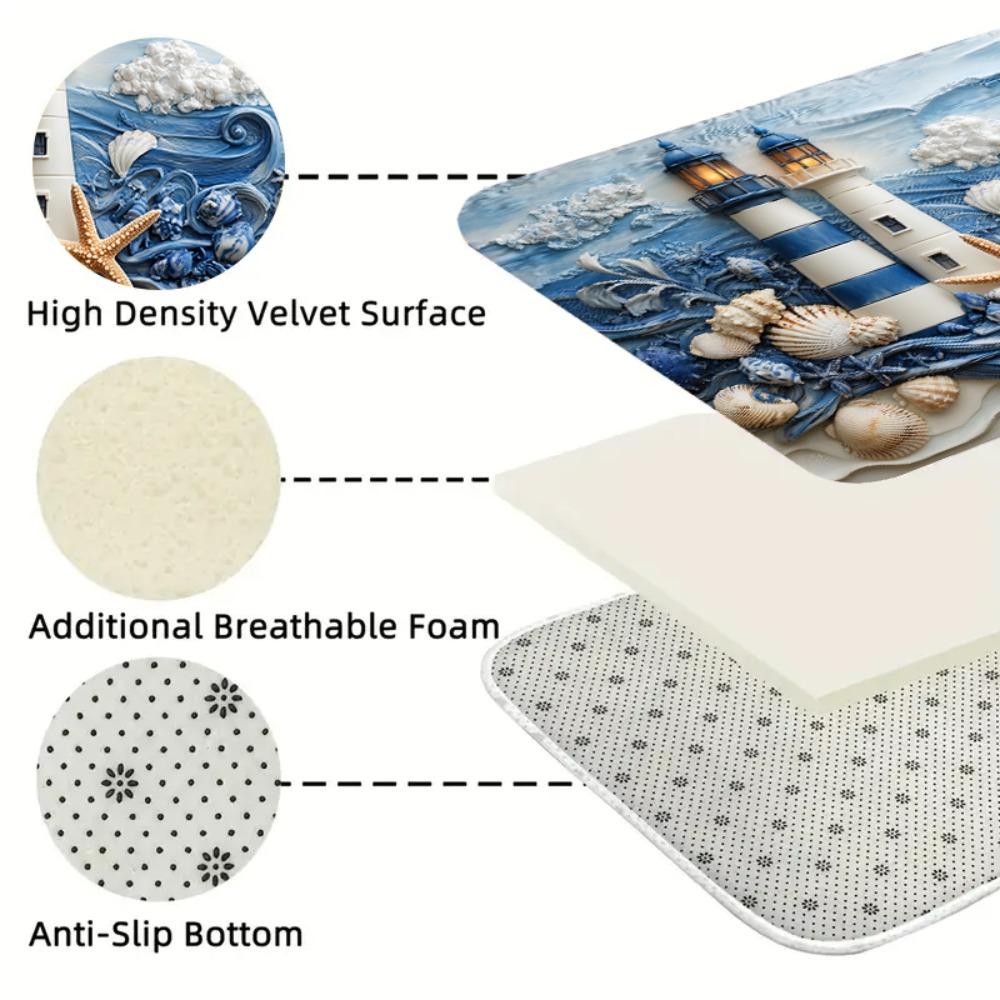 Coastal Lighthouse and Seashell Design Soft Comfortable for Living Room Bedroom Decorative Area Rugs Easy to Clean and Maintain Ideal for Home Decor Enhances Space Aesthetics Home Decor