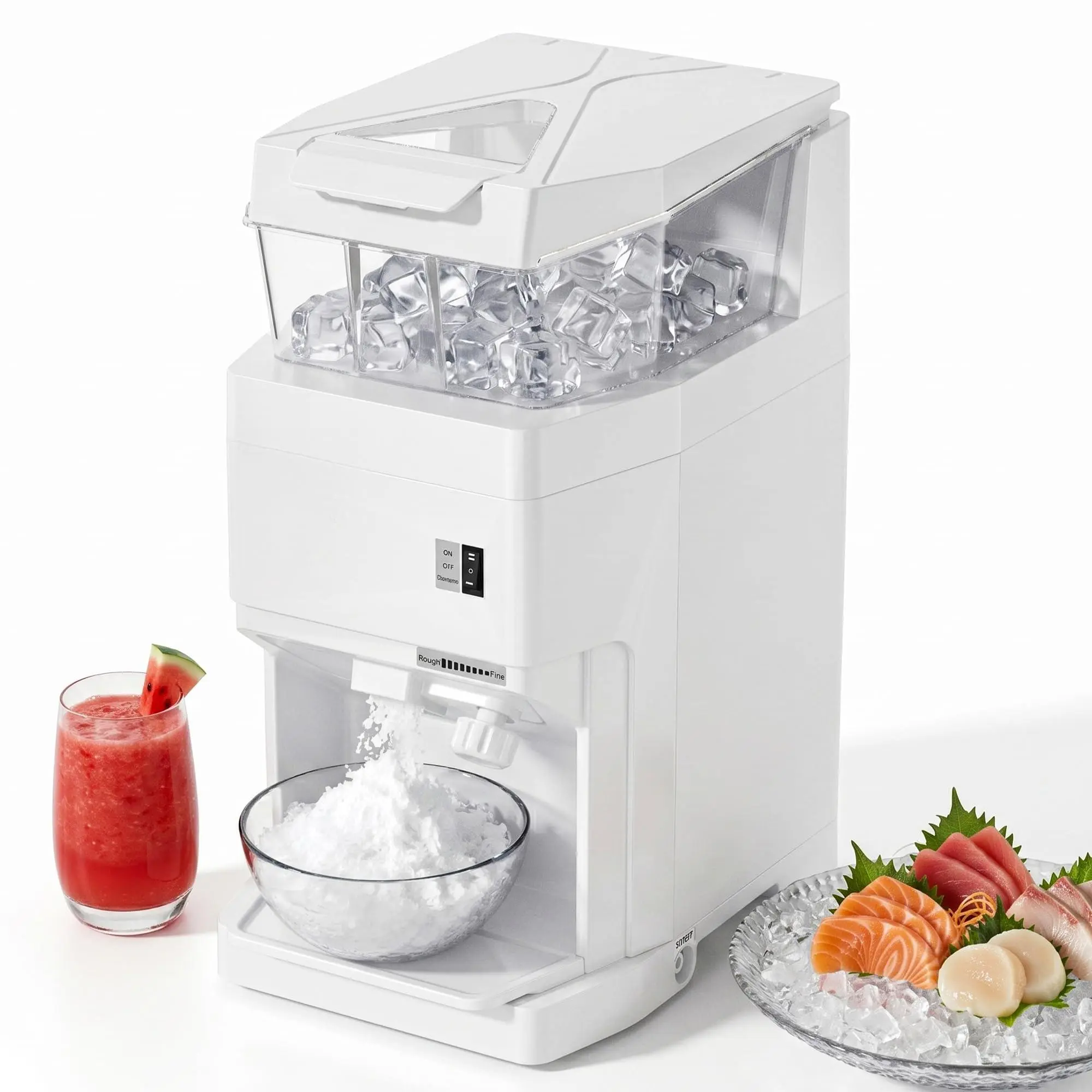 Commercial Electric Ice Shaver Machine – 220 lbs/hr High-Output Snow Cone & Shaved Ice Maker, 8L Large Capacity Hopper, 1500RPM Powerful Motor, Adjustable Ice Texture, Stainless Steel Ice Crusher for Home & Business