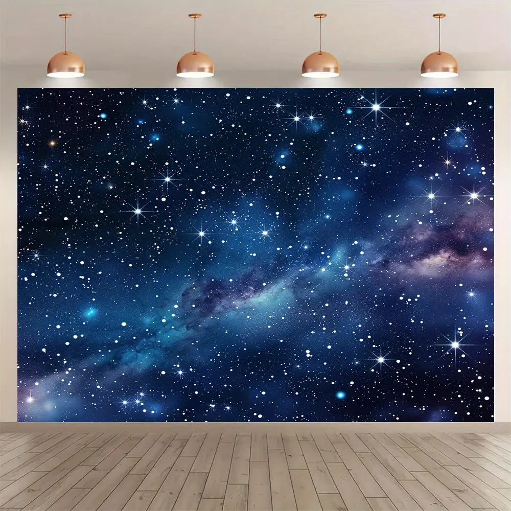 1pc, Starry Sky Night Sky Outer Space Galaxy Theme Party Background Cloth (99. 06* 149. 86cm, 179. 83* 229. 87cm, 240. 03* 299. 97cm), Party Decoration Background Photo Props, Background Banners Suitable for Decoration Indoors And Outdoors, Photography St