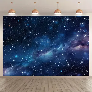 1pc, Starry Sky Night Sky Outer Space Galaxy Theme Party Background Cloth (99. 06* 149. 86cm, 179. 83* 229. 87cm, 240. 03* 299. 97cm), Party Decoration Background Photo Props, Background Banners Suitable for Decoration Indoors And Outdoors, Photography St