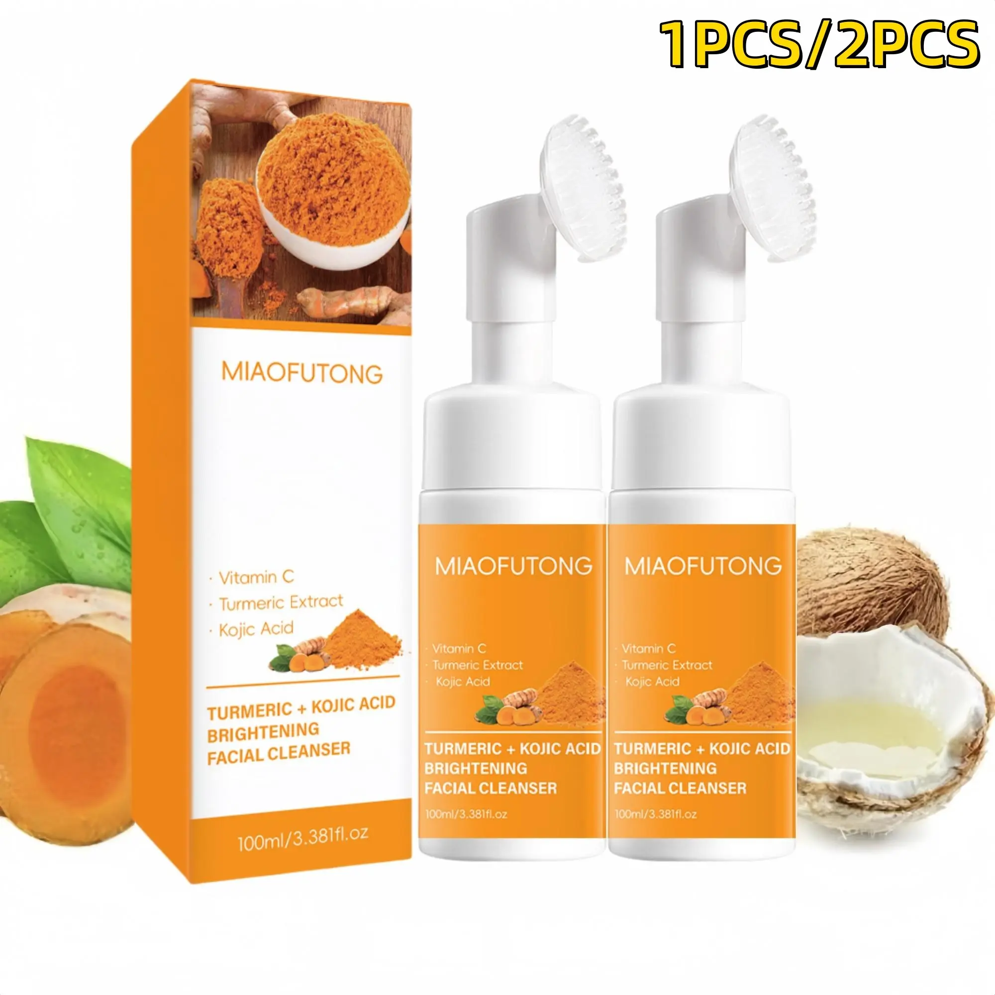 Turmeric Mousse Cleanser, Deep Cleansing & Nourishing Skin Foam Cleanser, Facial Cleanser for Women & Men All Skin Types, Foaming Cleanser