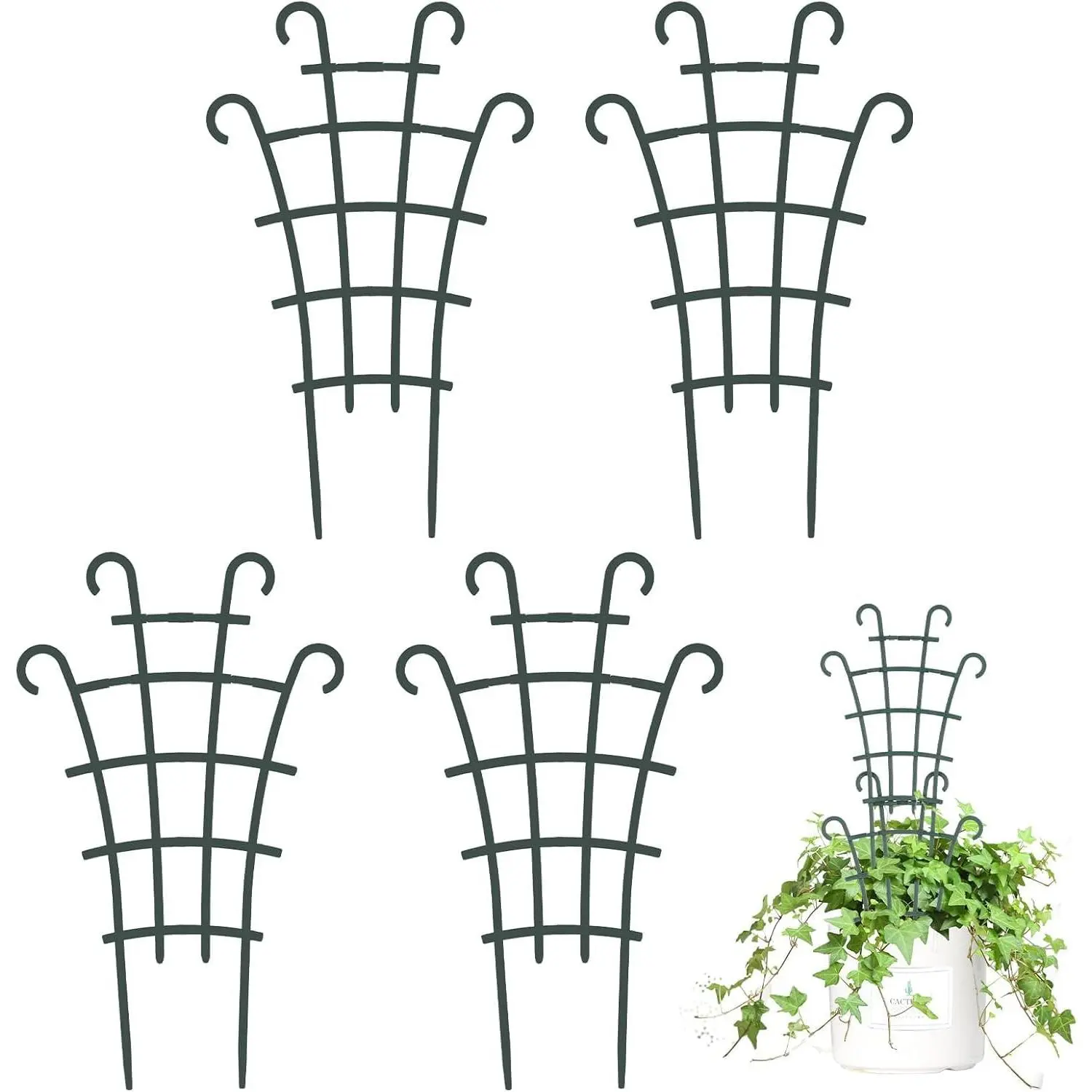 4 Pcs Small Stackable Plastic Indoor Trellis for Potted Plants, Plant Support for Climbing Houseplant Decor, Fits Monstera Pothos Ivy Plants