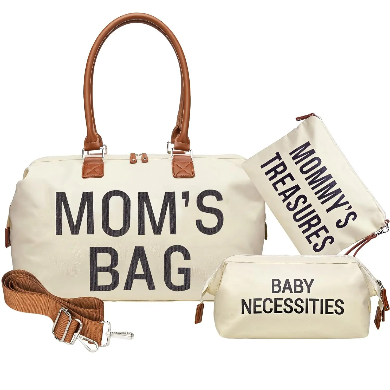 Printed Diaper Bag Tote - Prop 65 Safe, Large Capacity Waterproof Mom Bag for Hospital Labor & Delivery, Baby Necessities Organizer, Creamy White, Printed Bag