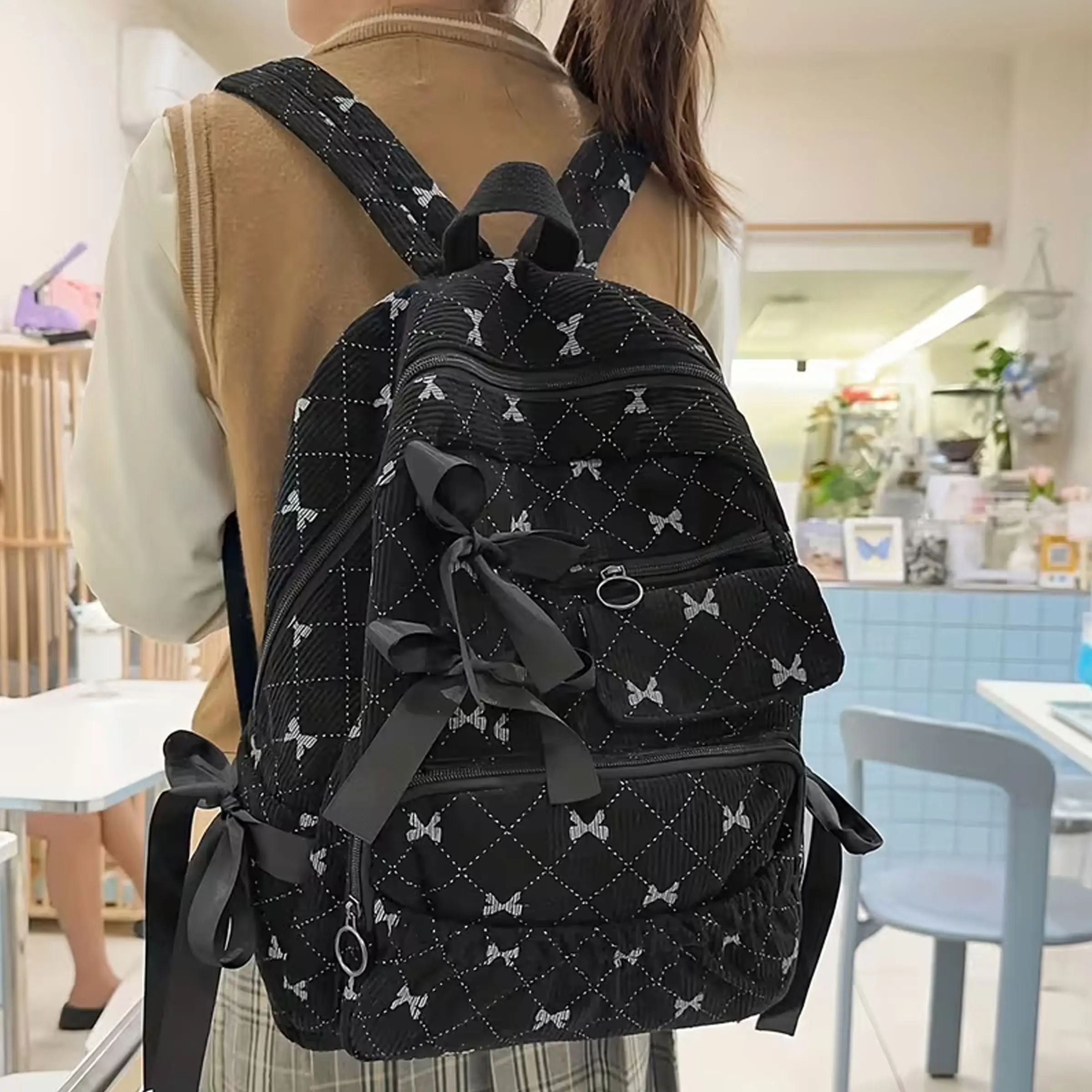 New Butterfly Knot Backpack for Women, Large Capacity Versatile Shoulder Bag, Unique High-End Style, Essential for School Return, Trendy Backpack