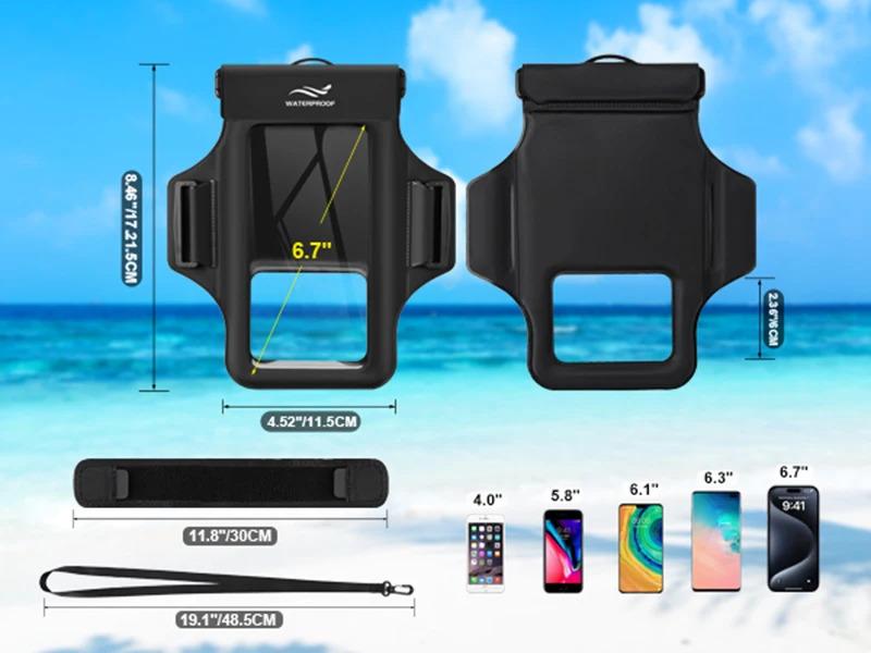 Armband Mobile Phone Waterproof Pouch For iPhone 17 16 15 14 13 12 Pro Max 15 Plus Swimming Surfing Diving Arm Phone Bag