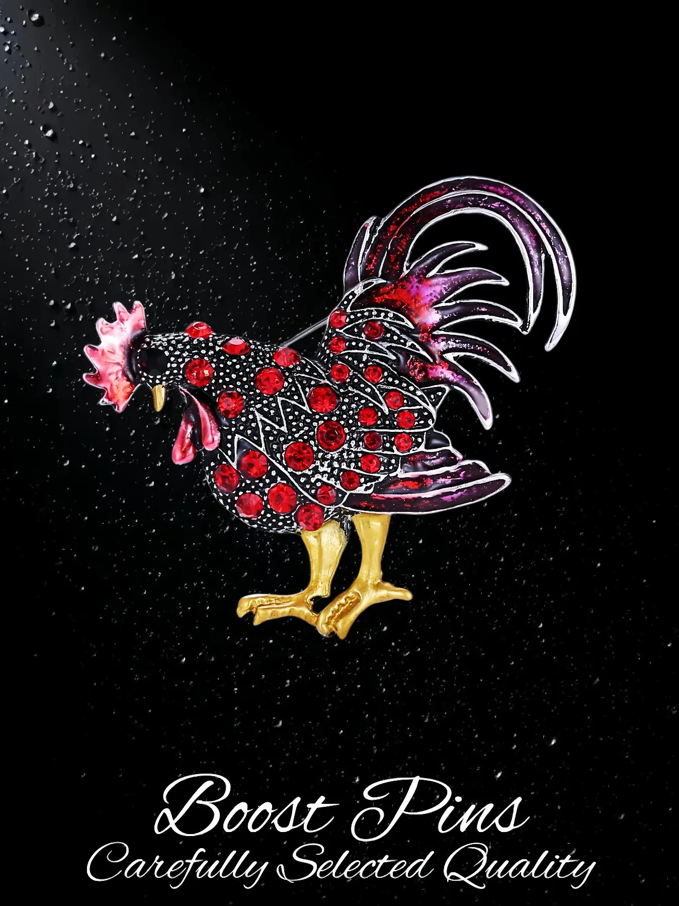 Rooster Brooch, Brooch Pins, Multi-Color Rhinestone & Enamel Variants, Vintage Farm Animal Statement Lapel Pin, Women's Fashion Jewelry, Elegant Accessory for Coats & Scarves, Perfect Gift for Rooster & Farm Lovers
