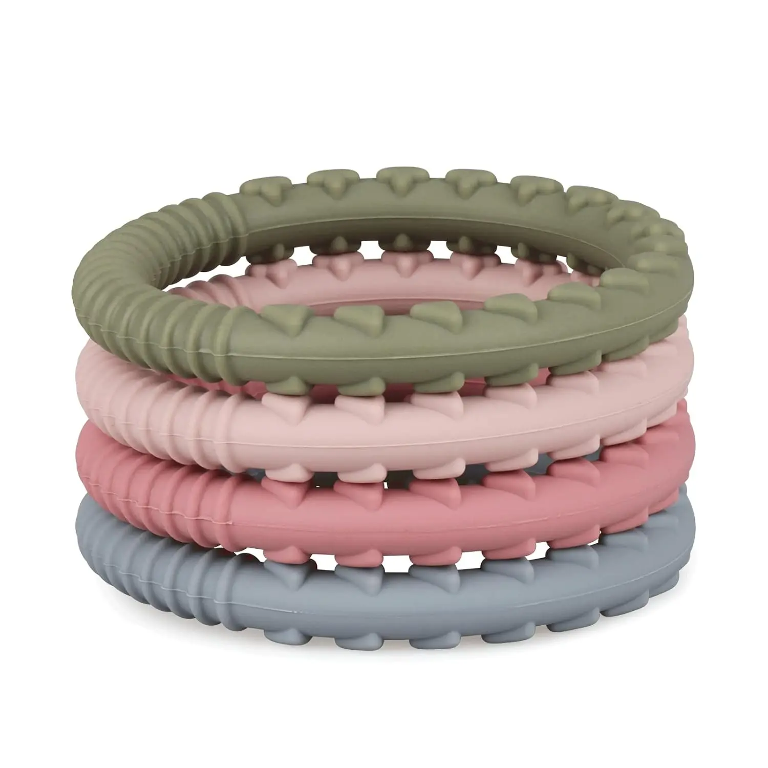 Silicone Teether Bracelet with Soft Teething Rings, Multiple Raised Textures to Soothe Gums, Food Grade Silicone, BPA & Phthalate Free(Gift)
