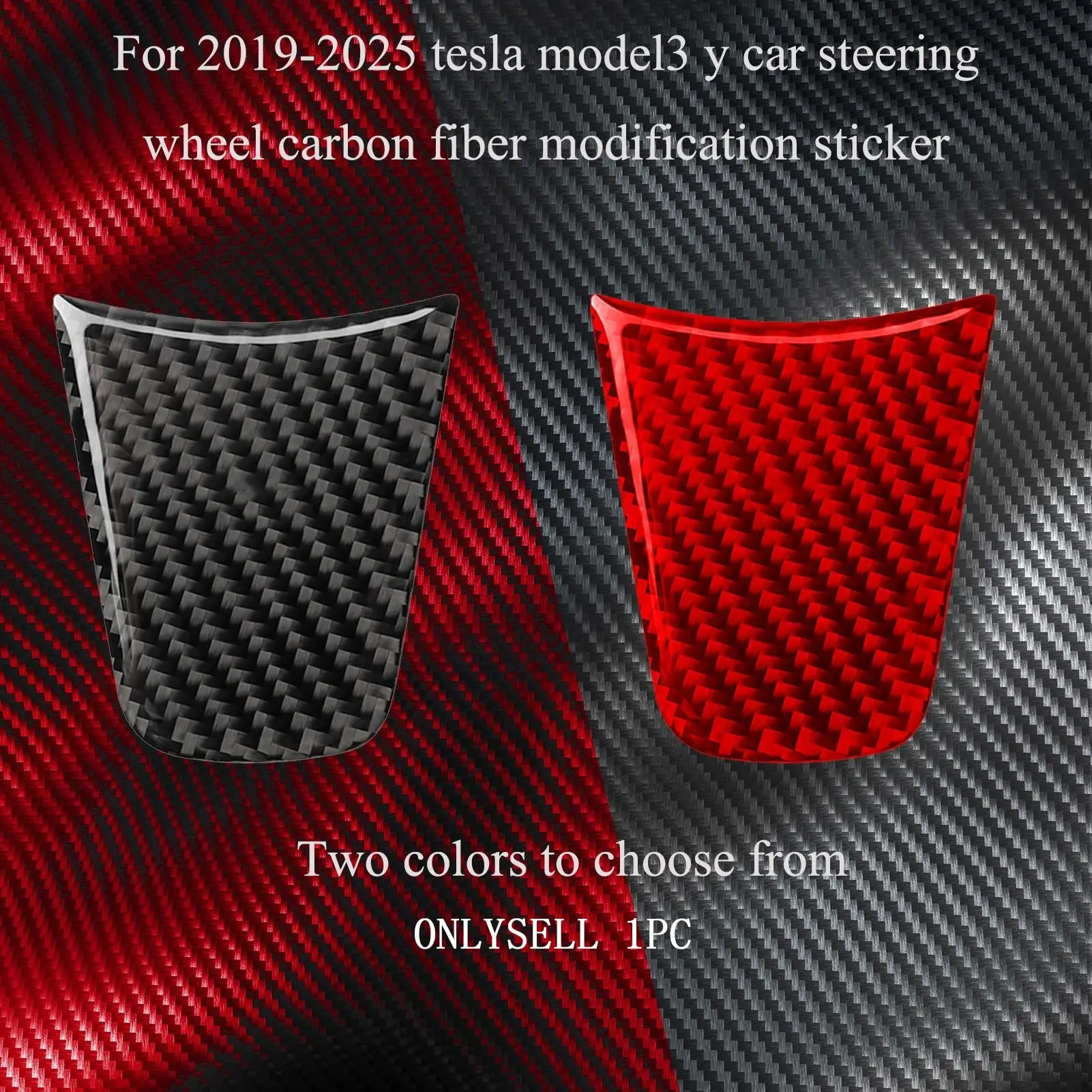 1Pc Carbon Fiber Steering Wheel Cover Sticker Interior Decoration Kit for Tesla Model 3 2017‑2022 / Model Y 2020‑2023 Auto Accessories