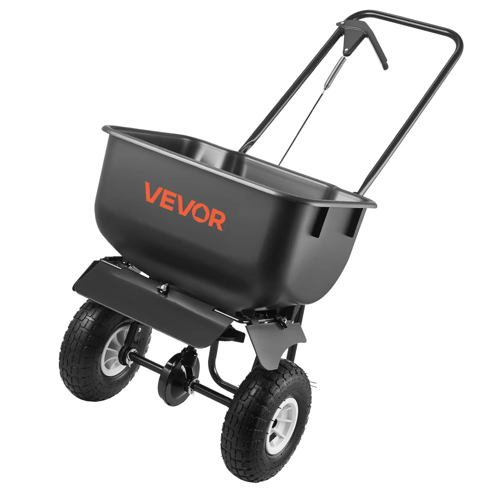 【DealsForYouDays】VEVOR Push Lawn Spreader, 12ft Spreading Width, Broadcast Spreader with 80lbs Load Capacity & 10 in All-Terrain Tires, Walk-Behind Garden & Lawn Broadcast Spreaders for Seed Fertilizer, Salt Ice Melt