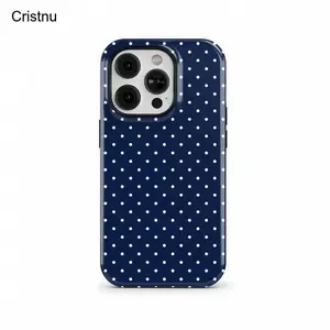 Navy Blue Polka Dot Phone Case for iPhone 16 15 14 13 12 11 Pro Max,  Custom Case Compatible with Samsung Galaxy S25