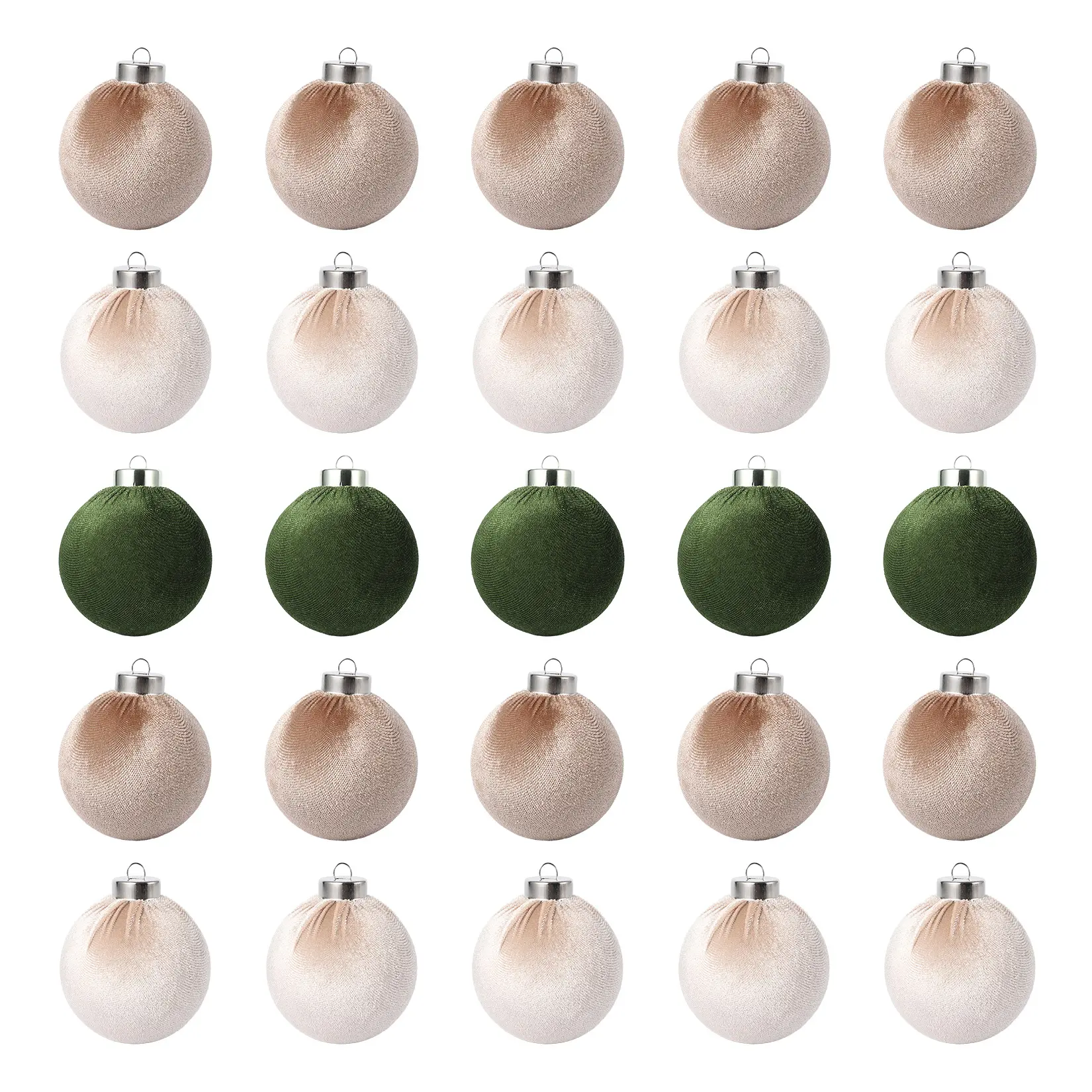 25 Pcs Velvet Christmas Ball Ornaments, 3.15 Inch Flocked Baubles. Green, Brown, Neutral Tones. Shatterproof Plastic, Safe for Kids & Pets. With Storage Box. For Tree, Wreath, Wedding, Home Decor. Vintage Style
