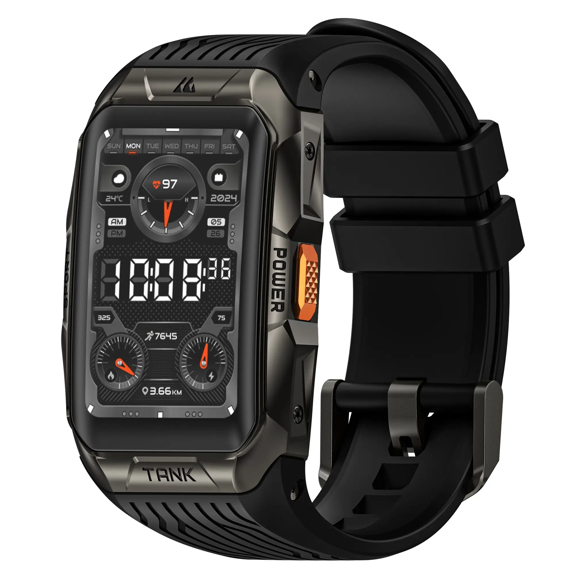 KOSPET TANK X2 Ultra GPS Smart Watch for Men, 3D Curved Glass, Full Stainless Steel Body, 6 Satellite Positioning, Compass, 50M Waterproof, Answer/Make Call, 1.64" AMOLED Screen, Compatible for Android iOS