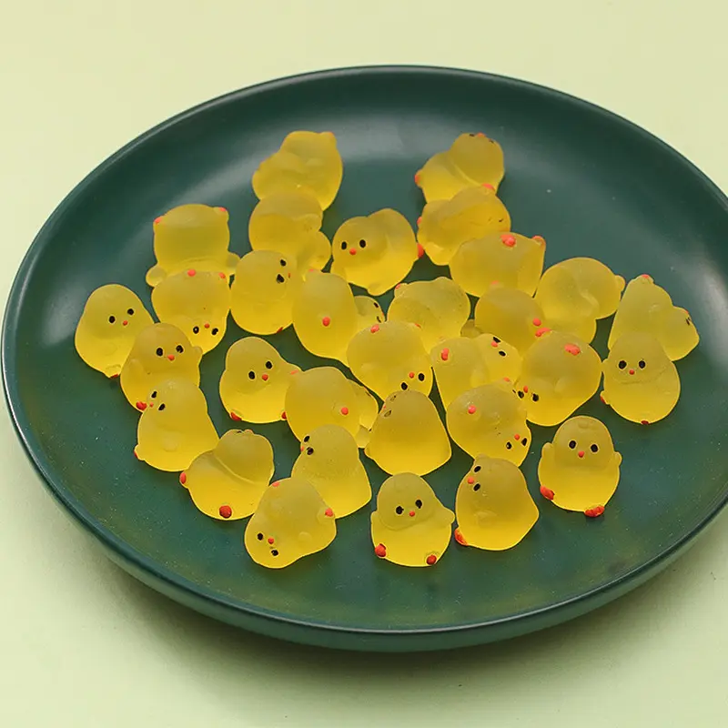 Glow-in-the-dark Kung Fu Chick - Simulated Resin Yellow Chicken Cartoon 3D Animal Ornament Gift (Due to different production batches, there may be slight color differences, please refrain from purchasing if this is a concern)